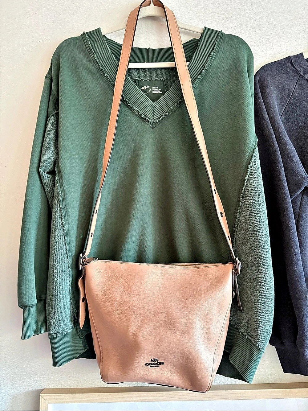 Coach Leather Crossbody Bag in cream tan